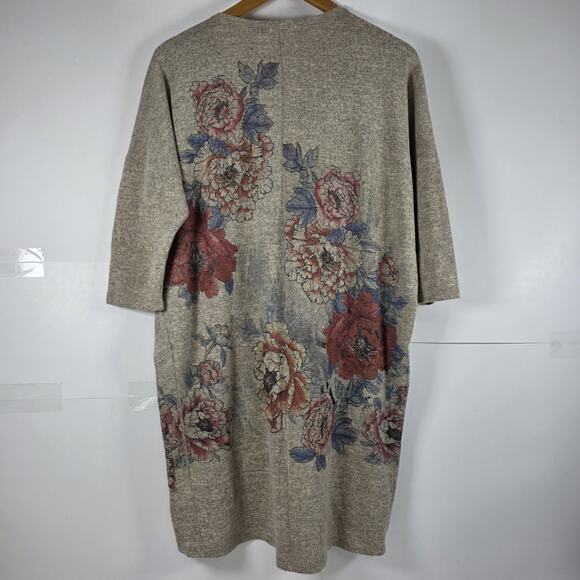 Ginger G Cardigan Women's Large Floral Knit Short Sleeve Open Front boho - Picture 2 of 8